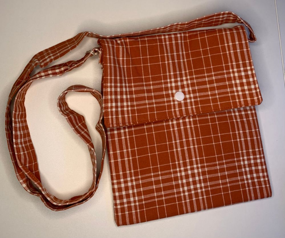 Orange Plaid Simple Crossbody Bag