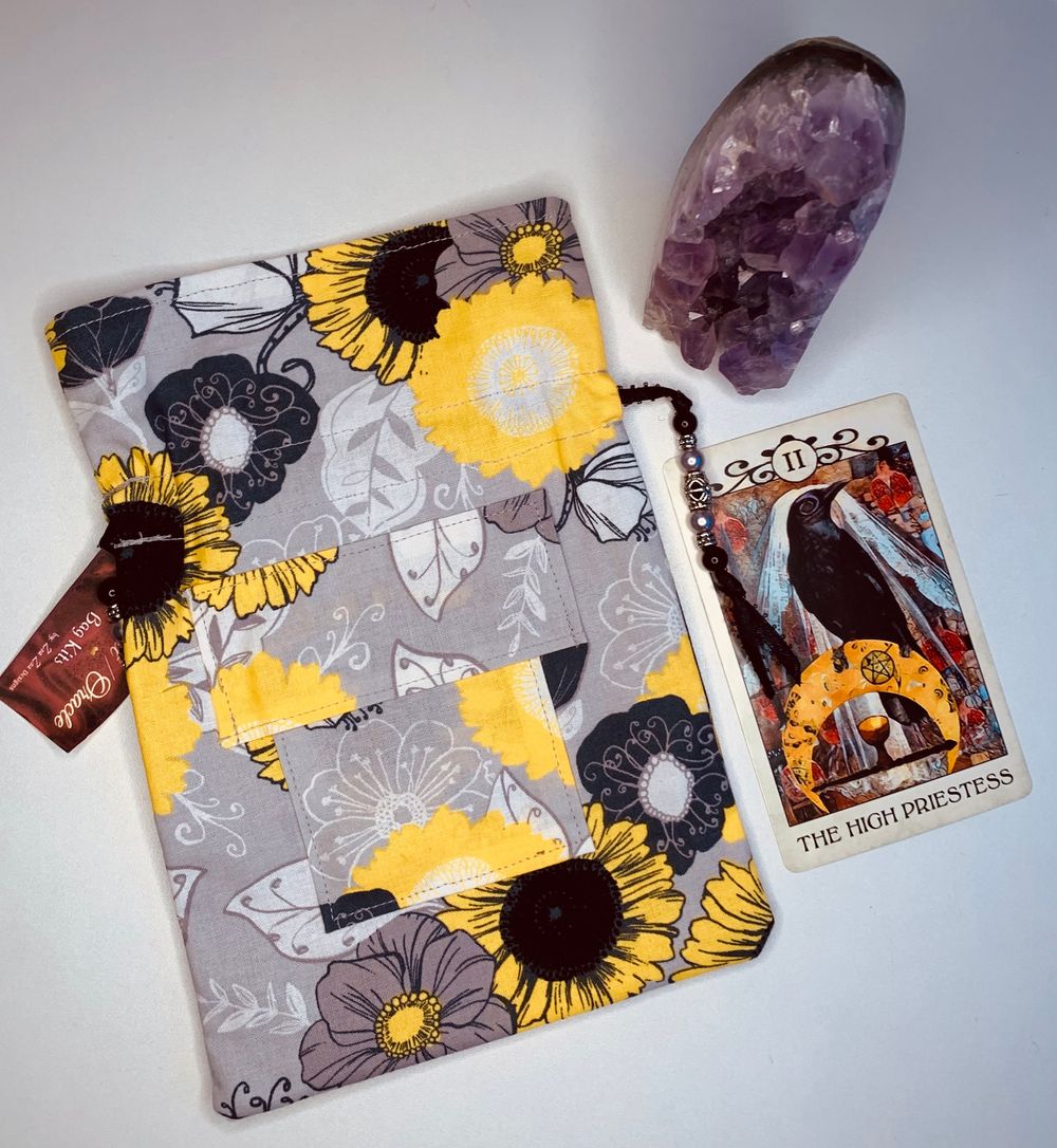 Grey Floral Tarot/Oracle Bag