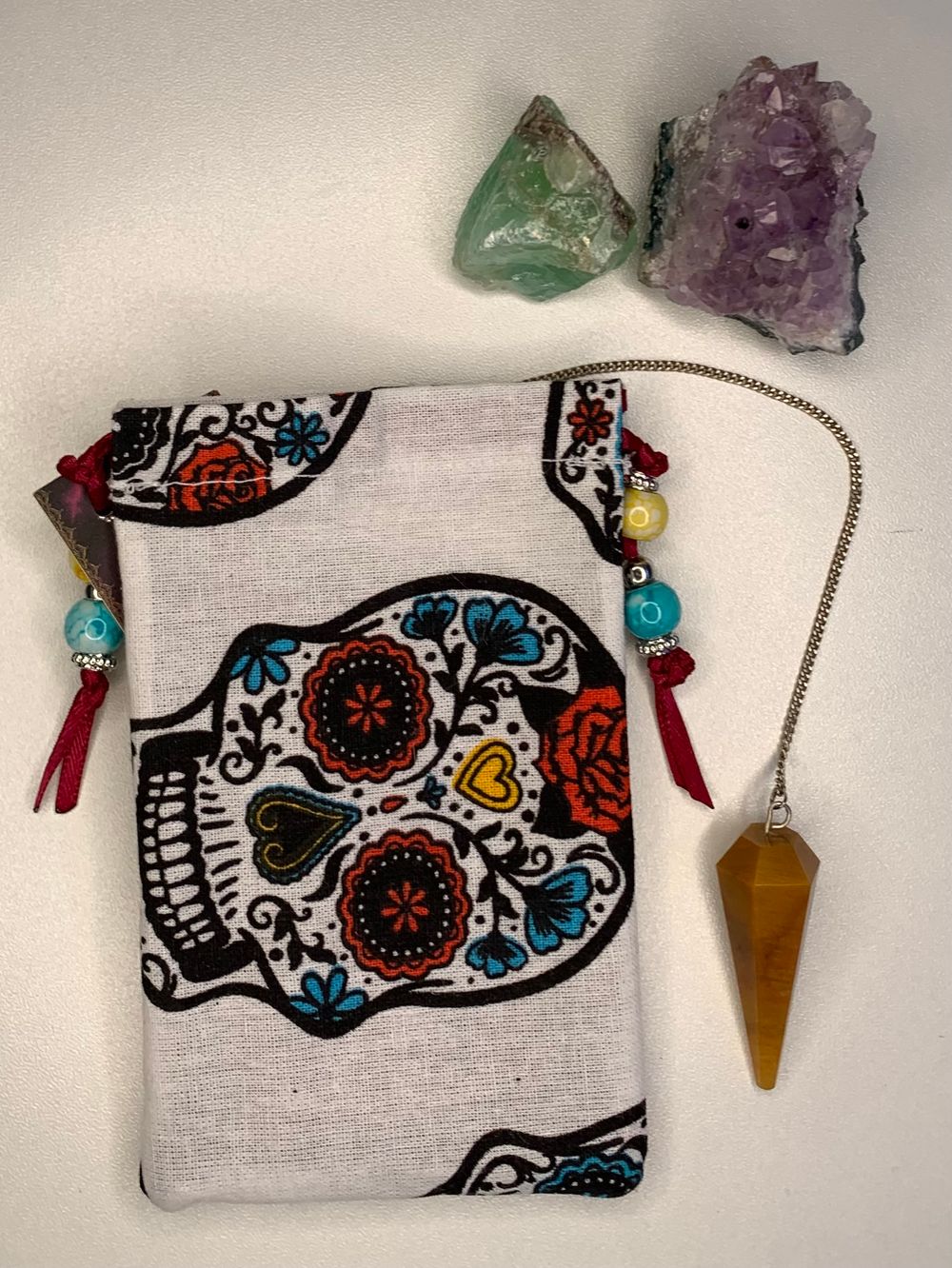 White Sugar Skull Pendulum Bag